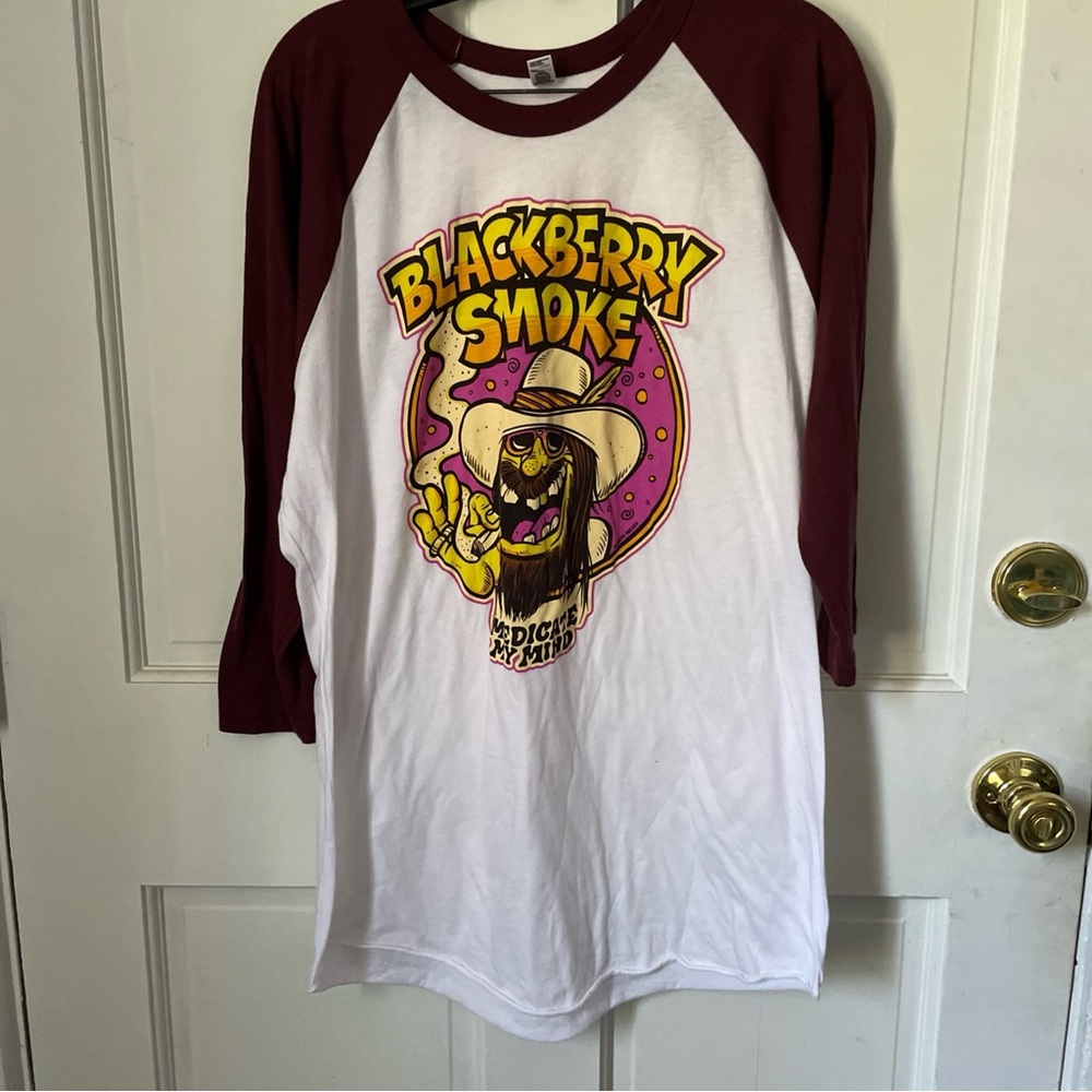 Blackberry Smoke Medicate My Mind Mens Raglan Tee - White and Maroon